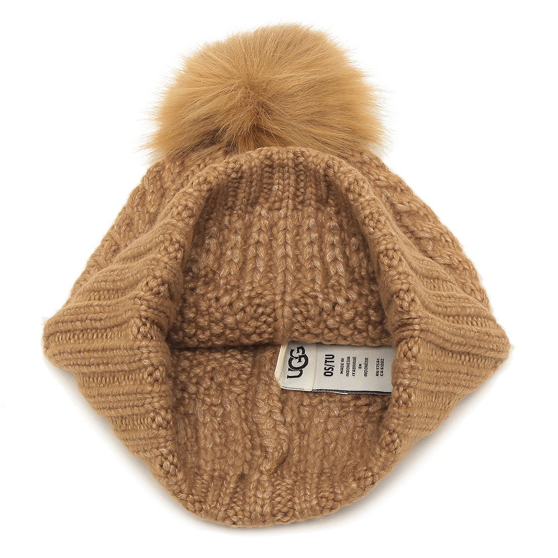 アグ UGG 帽子 ケーブルビーニー ウィズ ポン ベージュ レディース UGG
