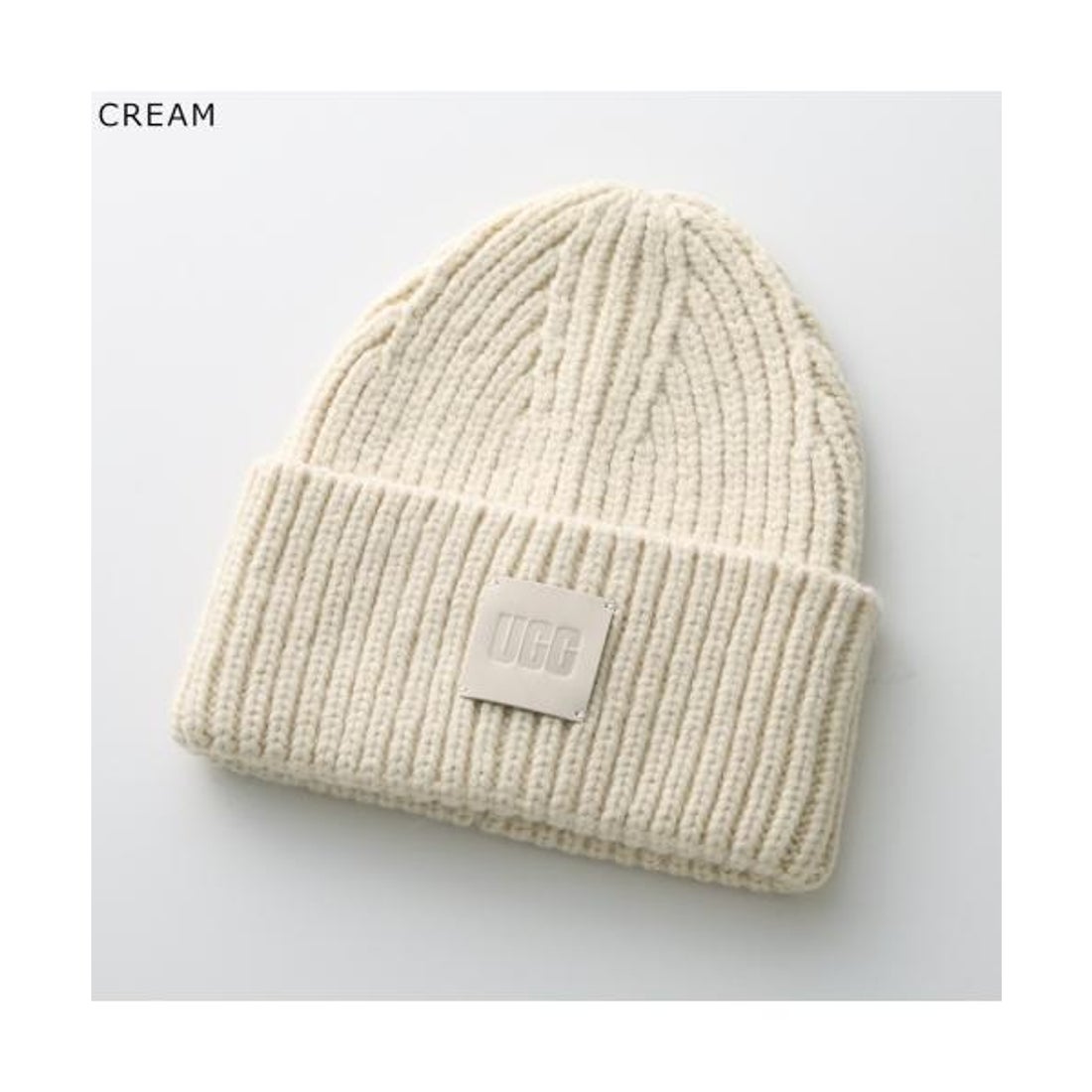 アグ UGG UGG ニット帽 W CHUNKY RIB BEANIE W LOGO 20061 （CAMEL