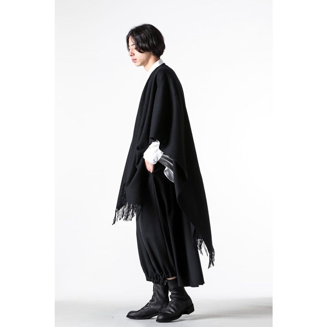 Yohji Yamamoto POUR HOMME Cut Poncho Muffler （Black） - Osaka