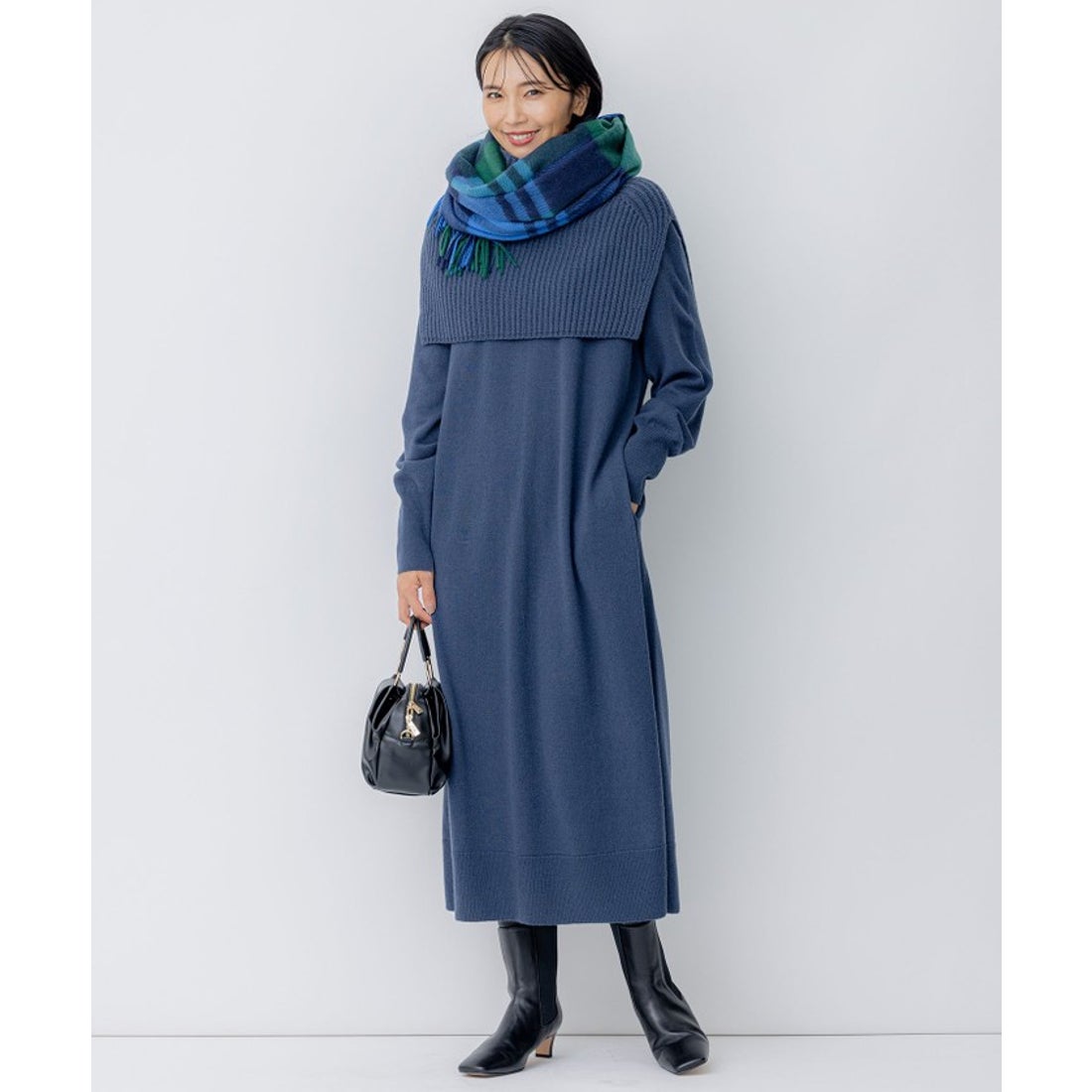 ニジュウサンク 23区 【洗える】ウールカシミヤ ニットワンピース