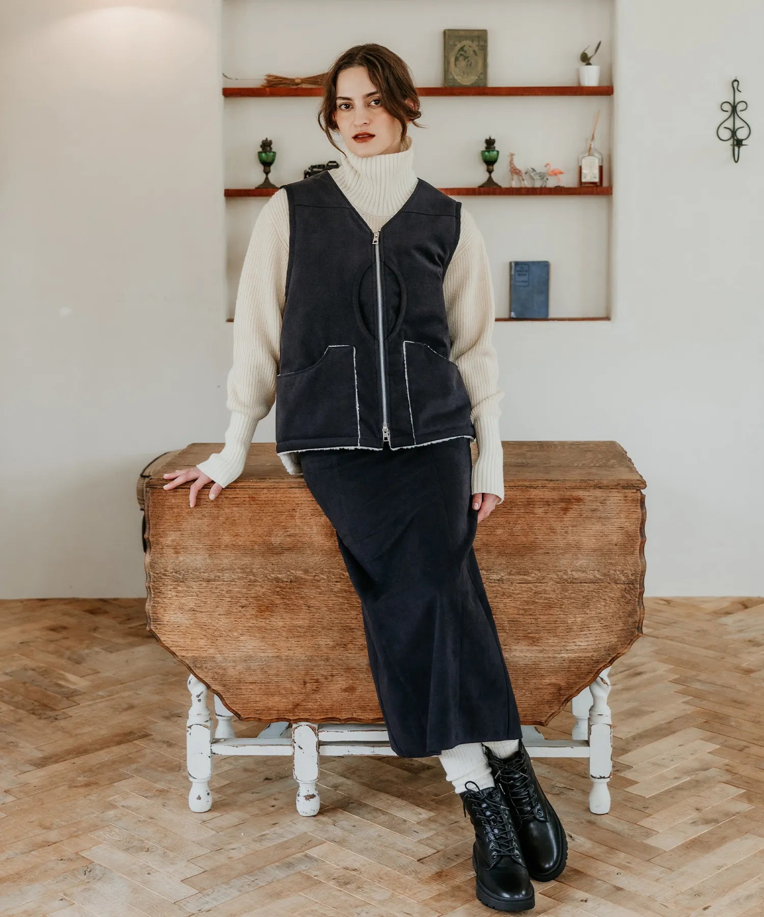 ECO SUEDE TIGHT SKIRT – SEAGREEN