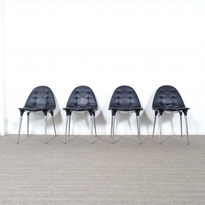 Cassina カッシーナ 245 CAPRICE カプリス チェア 4脚セット X黒本革