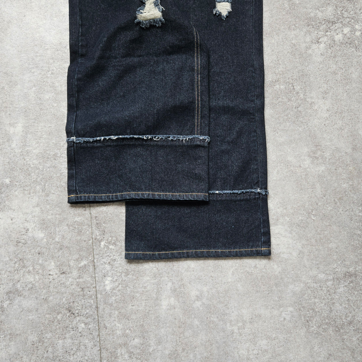 クラッシュダメージ加工リメイク風デニムワイドパンツ/ セレクト