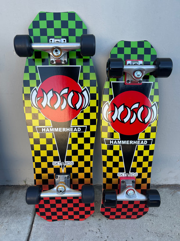 Hosoi Skateboards Hammerhead RASTA Checkerboard Mini Cruiser