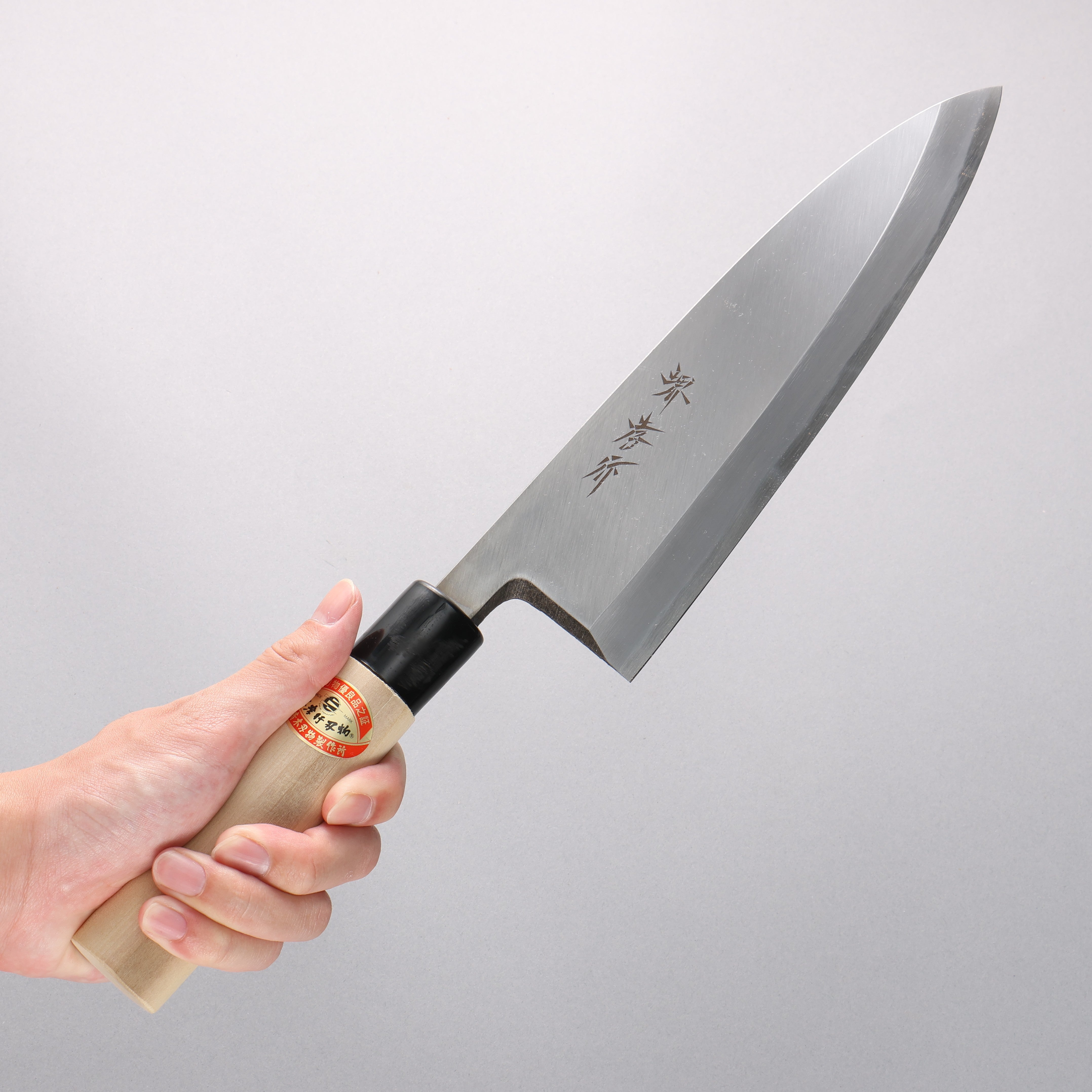 堺 孝行 霞研 白鋼 出刃包丁 240mm 朴柄 – 清助刃物 Japan