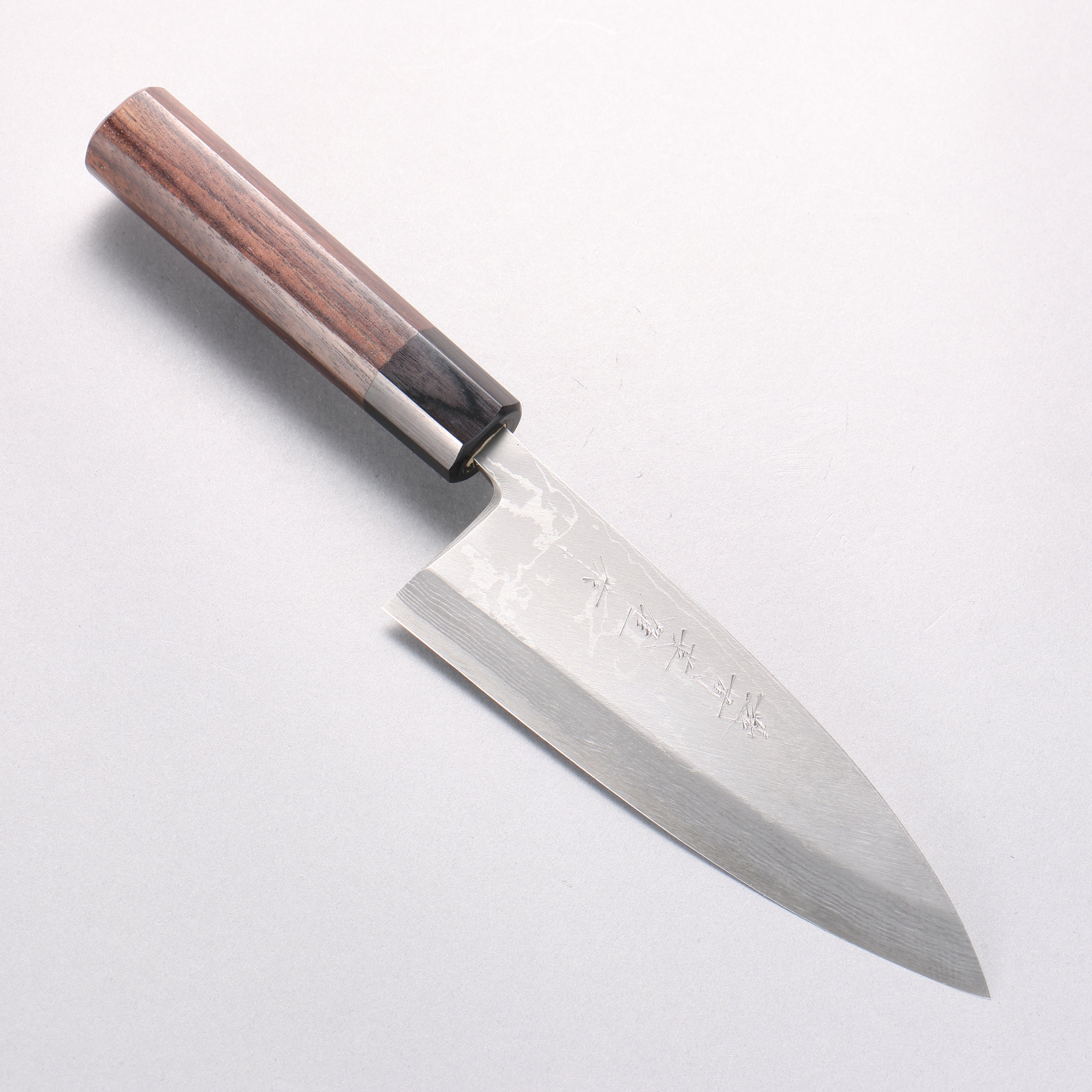 北岡 英雄 青ニ鋼 ダマスカス 出刃包丁 165mm 紫檀柄 – 清助刃物 Japan