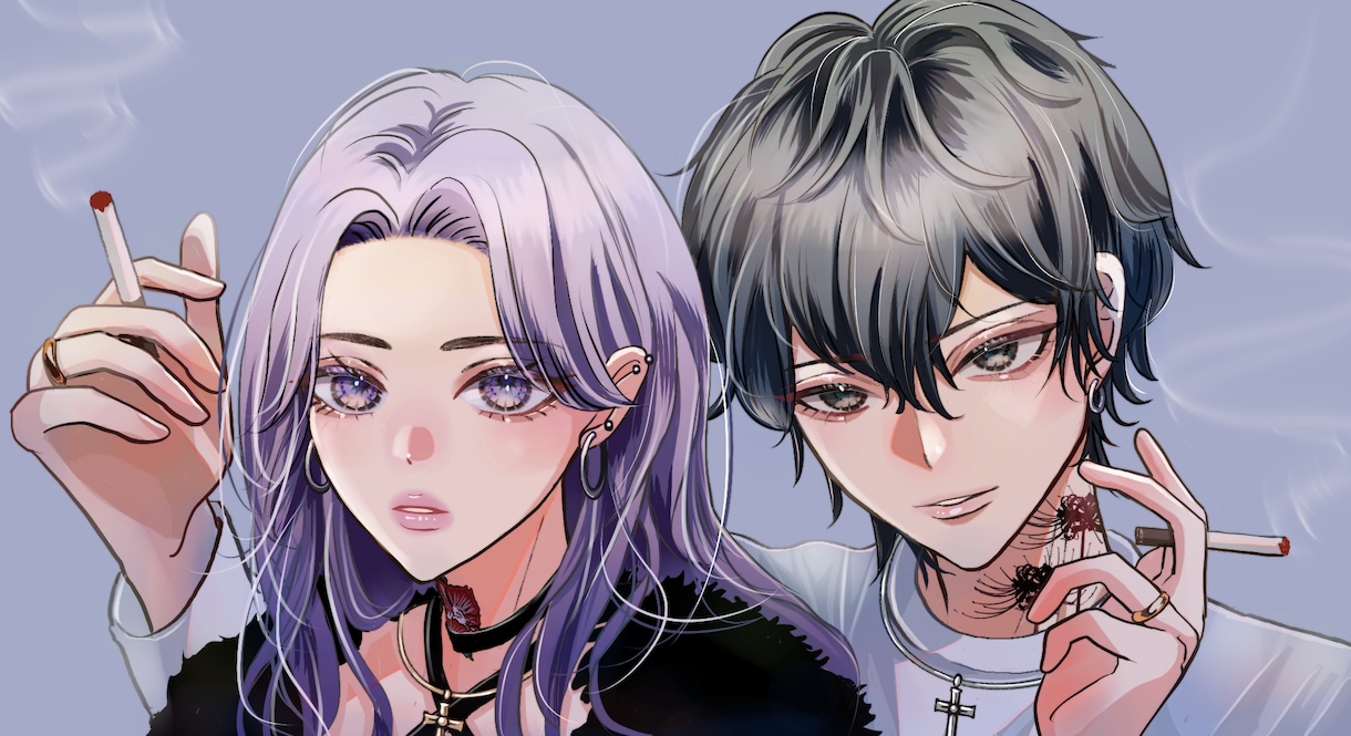 可愛くてかっこいい自然なペア画アイコン描きます SNS やプレゼントに