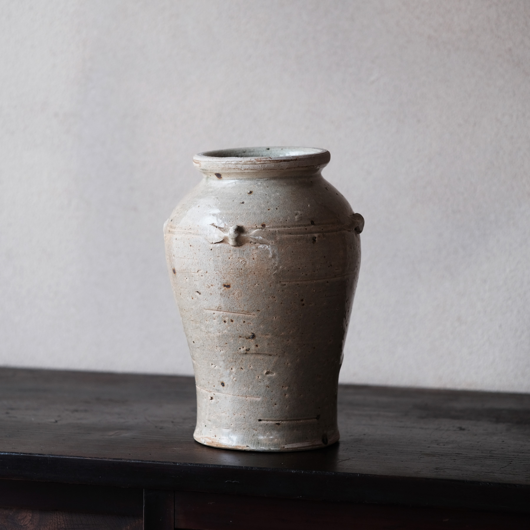 小振りで釉薬の美しい唐津焼の壷 水瓶 古民藝 古民具 甕道具 古民具/古