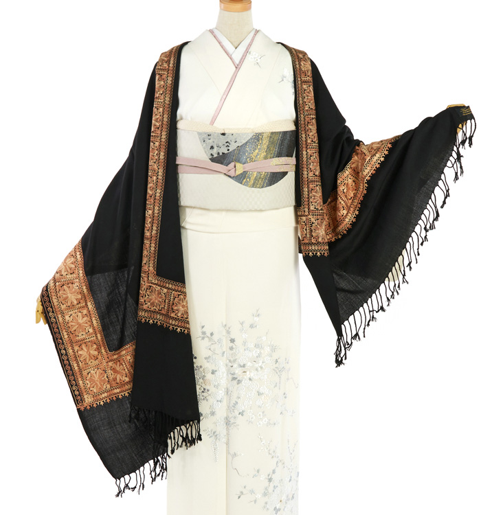 カシミール刺繍ストール ショール No.5ZF-0153-00の通販｜きもの365