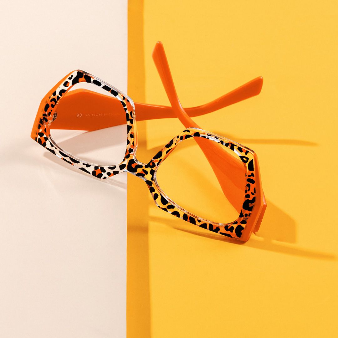 Affordable Hexagonal Orange Tortoiseshell Glasses