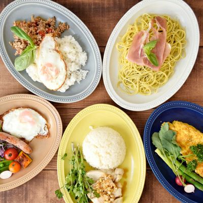 おしゃれなカラーで大人気！カフェ風ワンプレートが楽しめるドット付き