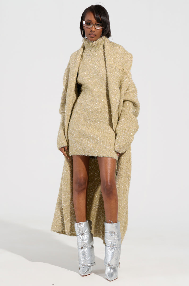FELT A SPARK KNIT GLITTER MINI DRESS – AKIRA