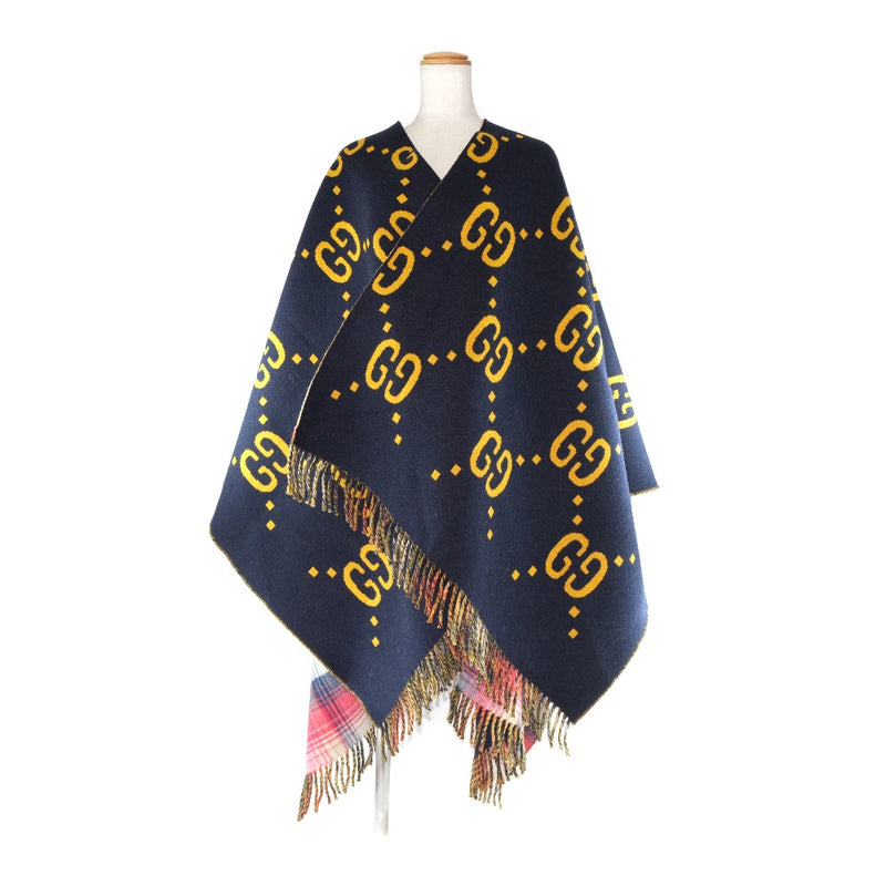 GUCCI】グッチ GGポンチョ ポンチョ リバーシブル ウール 紺/黄色/赤