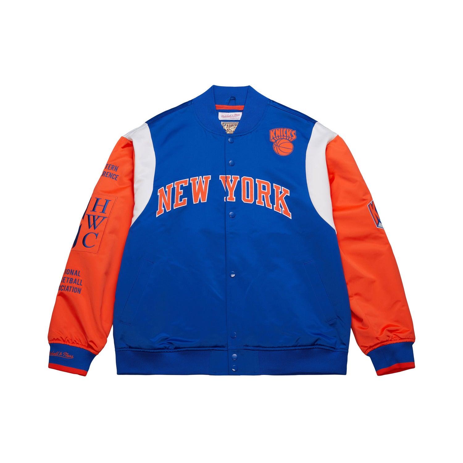 Mitchell & Ness Knicks Team Origins Royal/Orange Satin Jacket