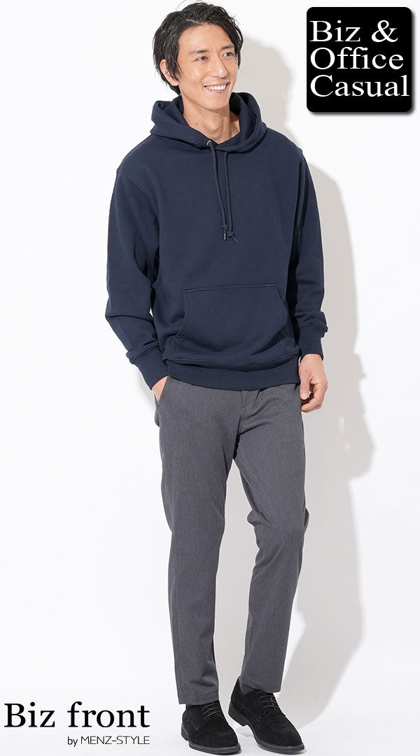 ネイビーパーカー×グレーテーパードスラックスチノパン biz22aw_4064の