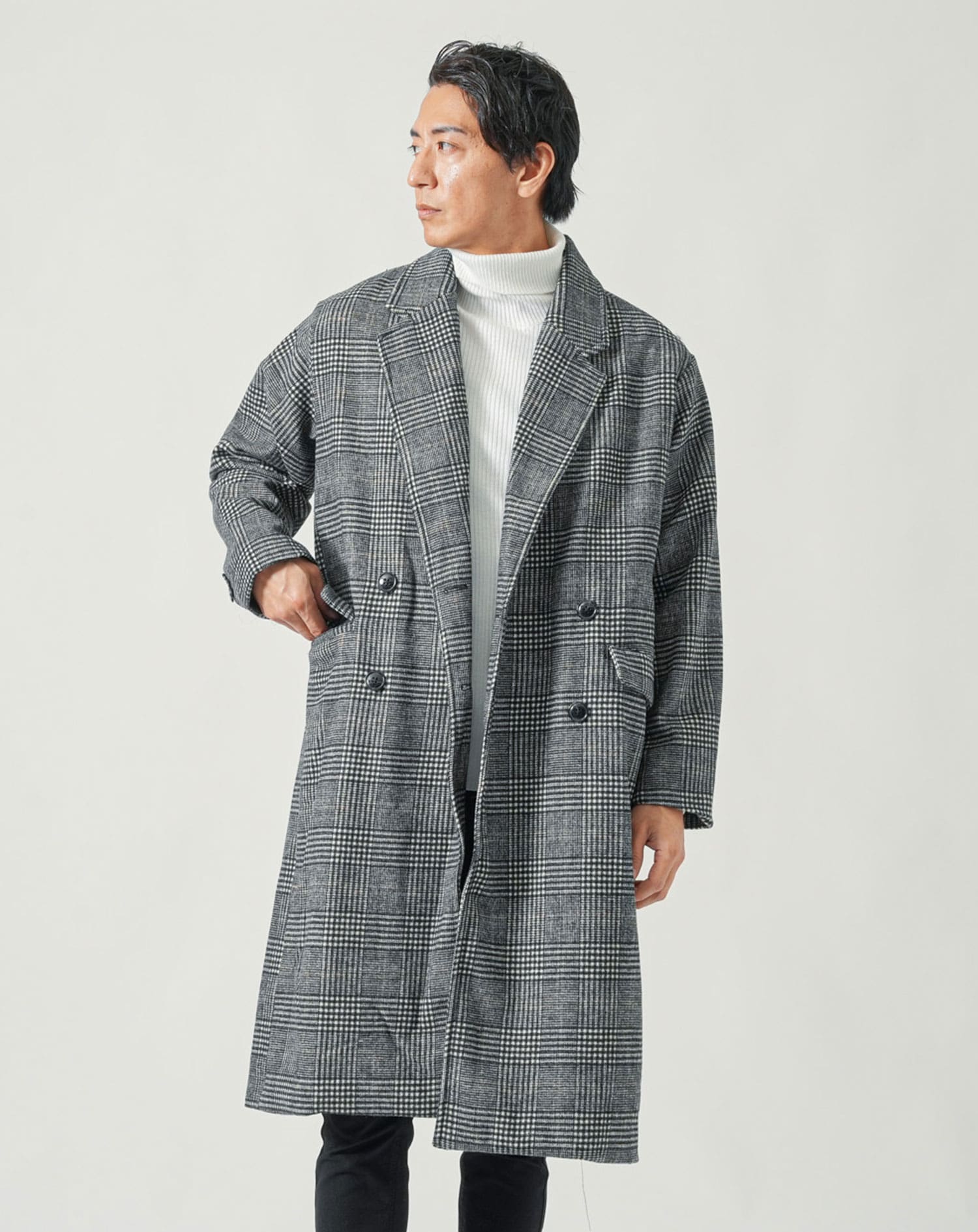 マルタン マルジェラ グレー チェック柄 チェスターコート サイズ48