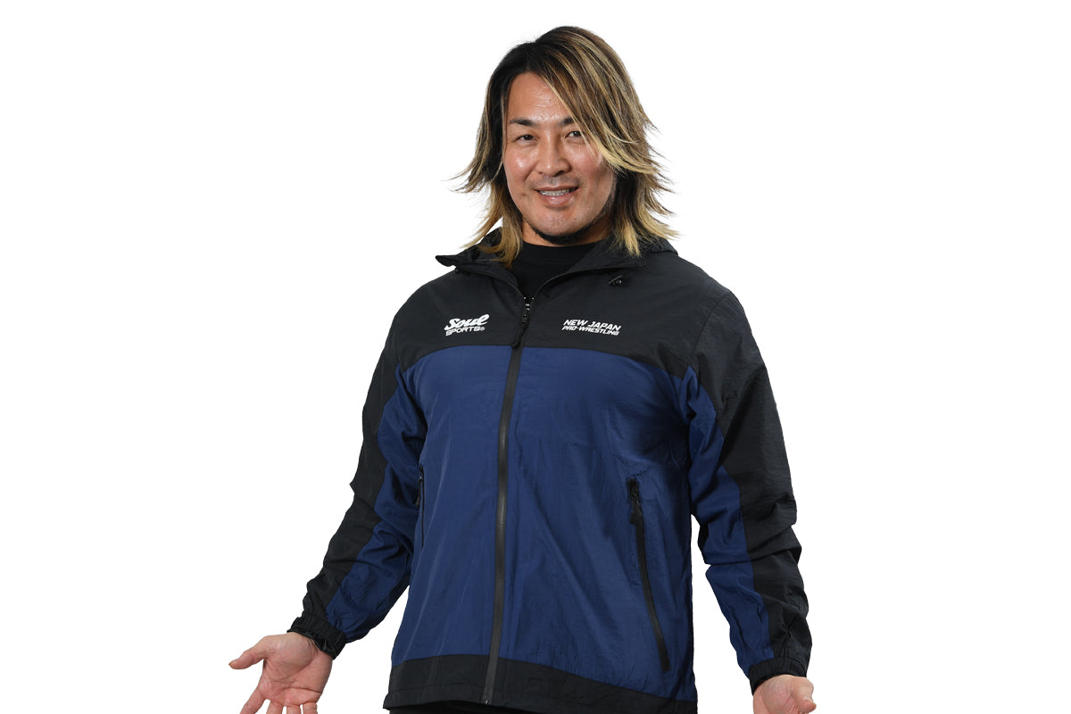 新日本プロレスSOUL SPORTS ナイロンウィンドブレーカー(ネイビー