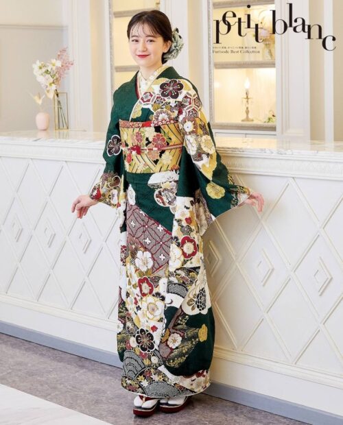 プチブラン PB43704緑古典振袖｜ネットレンタルはおりえん