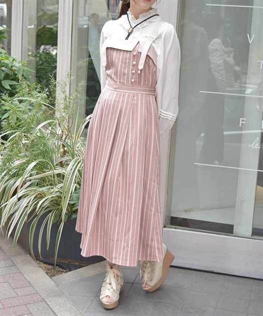蝶刺繍リボンストライプジャンスカ | 大人衣料 | axes femme online shop