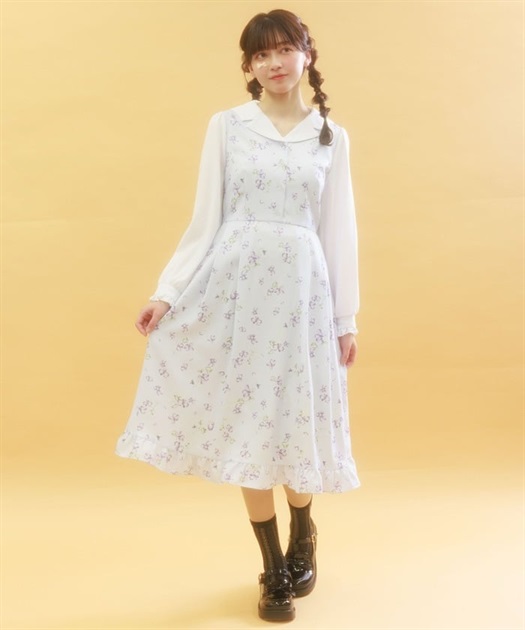 すみれ柄セーラー襟ワンピース | axes femme online shop