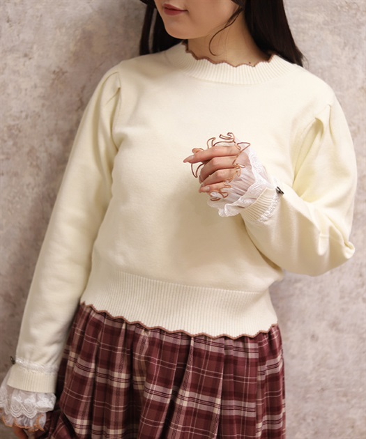ハート釦バイカラーニットプルオーバー | axes femme online shop