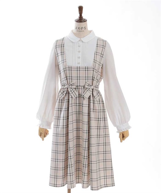 チェックリボンドッキングワンピース | axes femme online shop