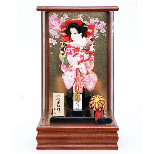 伝統正月飾り 江戸手づくり押絵 羽子板ショーケース25号 山水優美