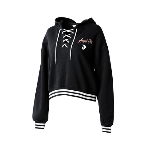 Angel City FC x WEAR by Erin Andrews Women's Black Lace-Up Hoodie