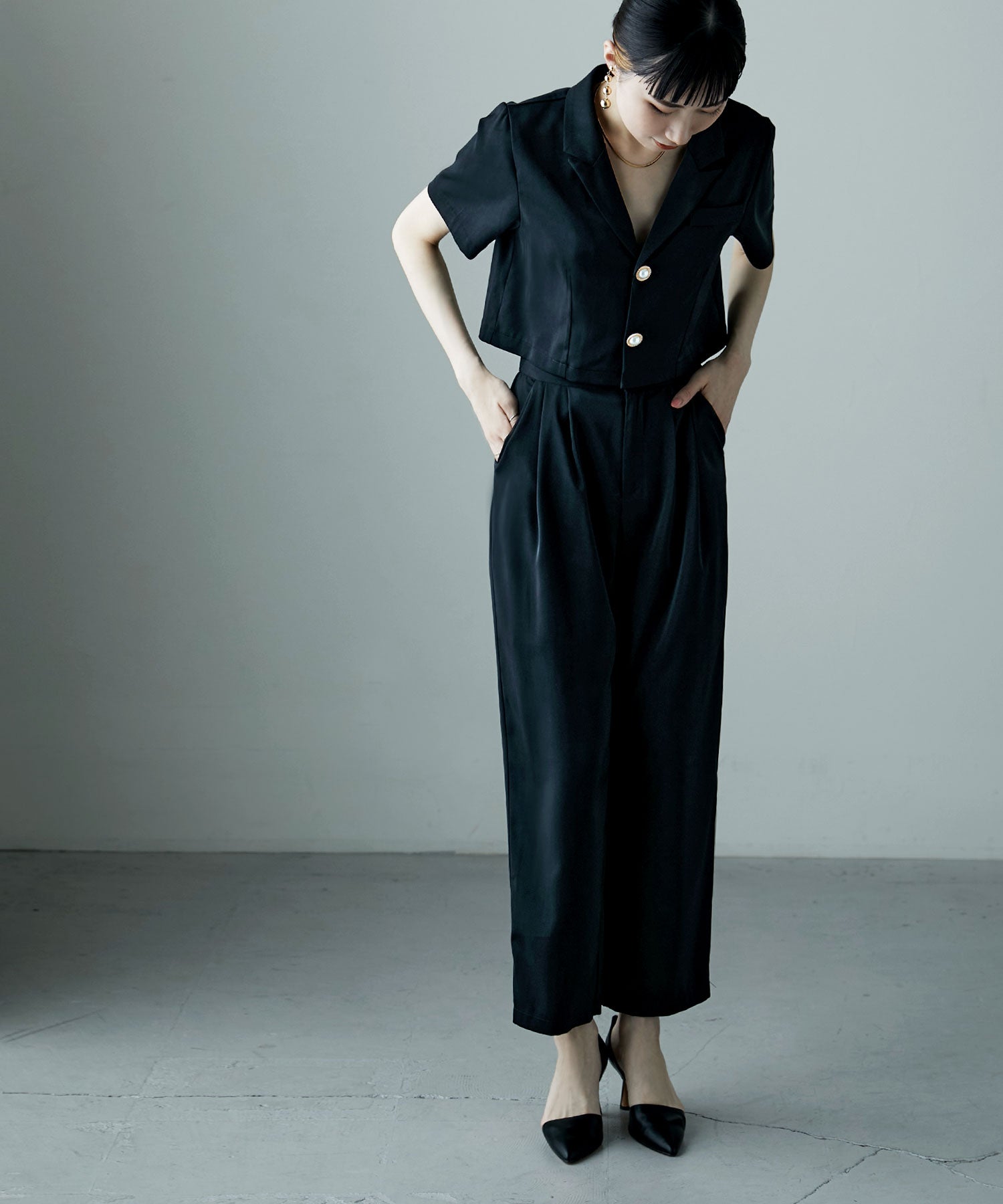 3 pieces ジャケット＆パンツ セットアップドレス｜パンツドレス - etoll.