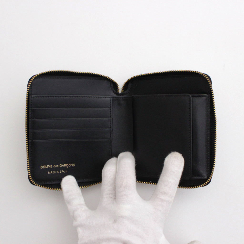 二つ折りZIP財布 - DOTS PRINTED LEATHER LINE #BLACK [8Z-E021-051