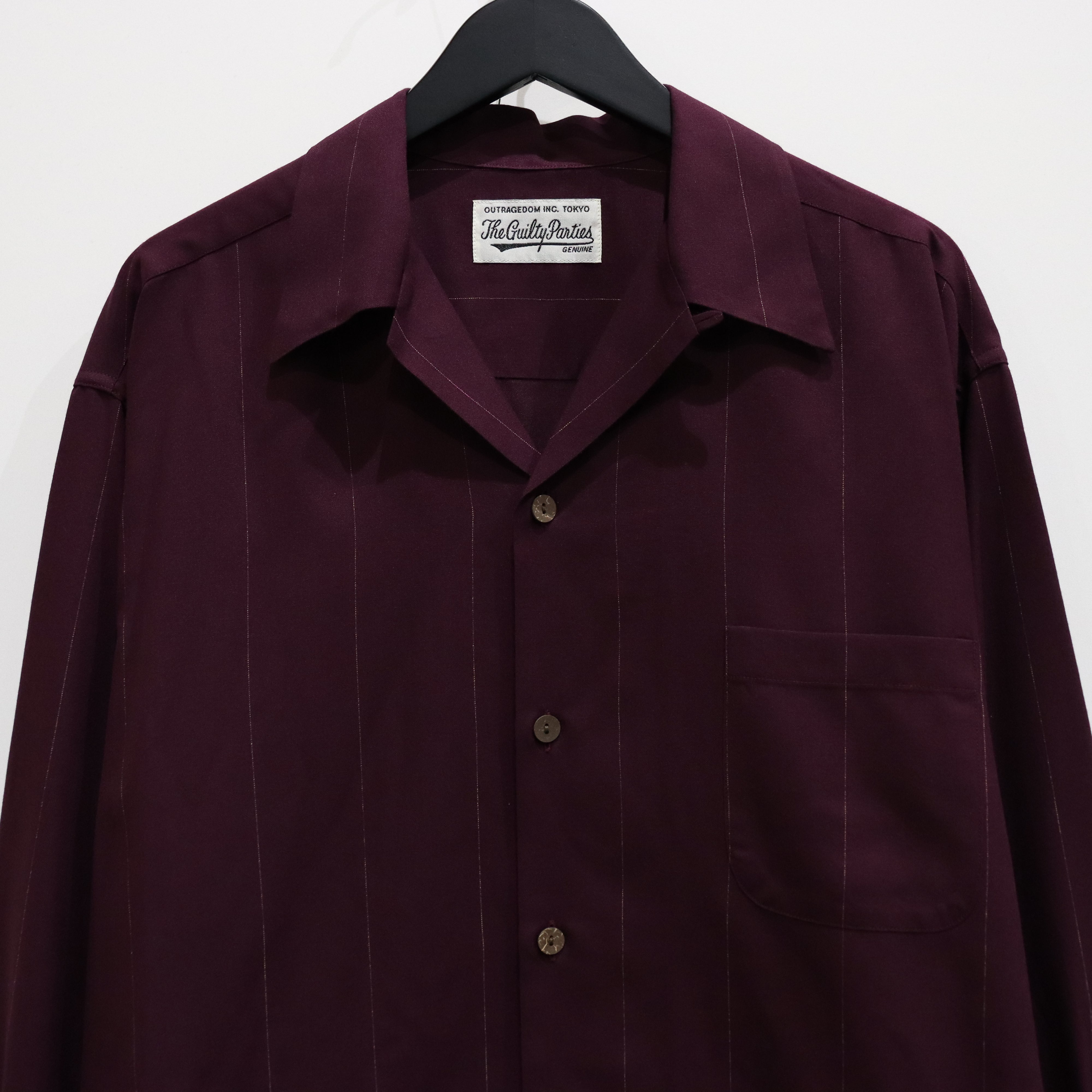 KASURI OPEN COLLAR SHIRT L/S #BURGUNDY [23FW-WMS-OC07]_WACKO MARIA