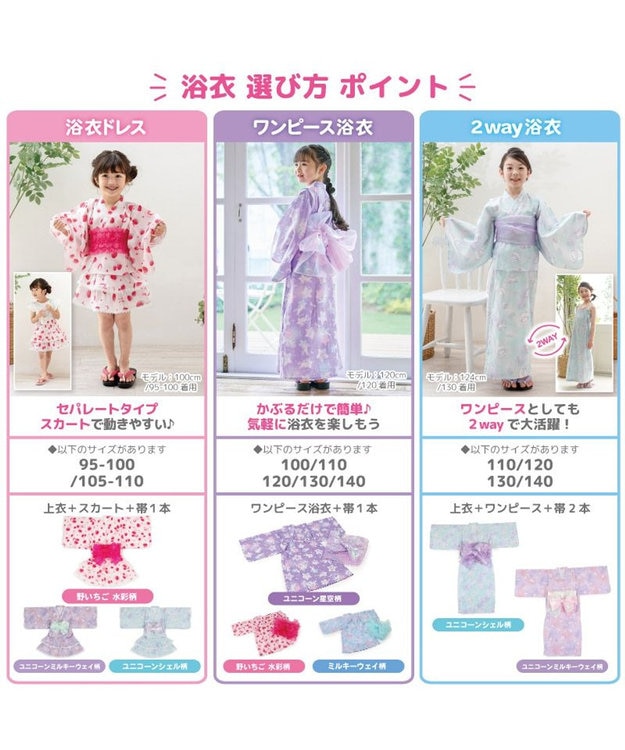 マザーガーデン 2024 キッズ2WAY セパレート 浴衣 《野いちご 水彩柄