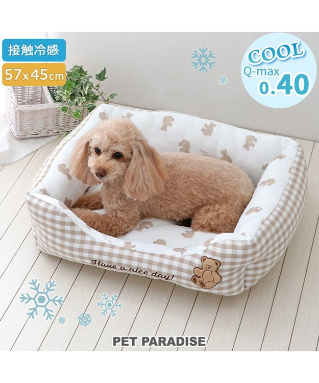 ペットパラダイス クール 四角カドラー 《くまチェック柄》 中型犬