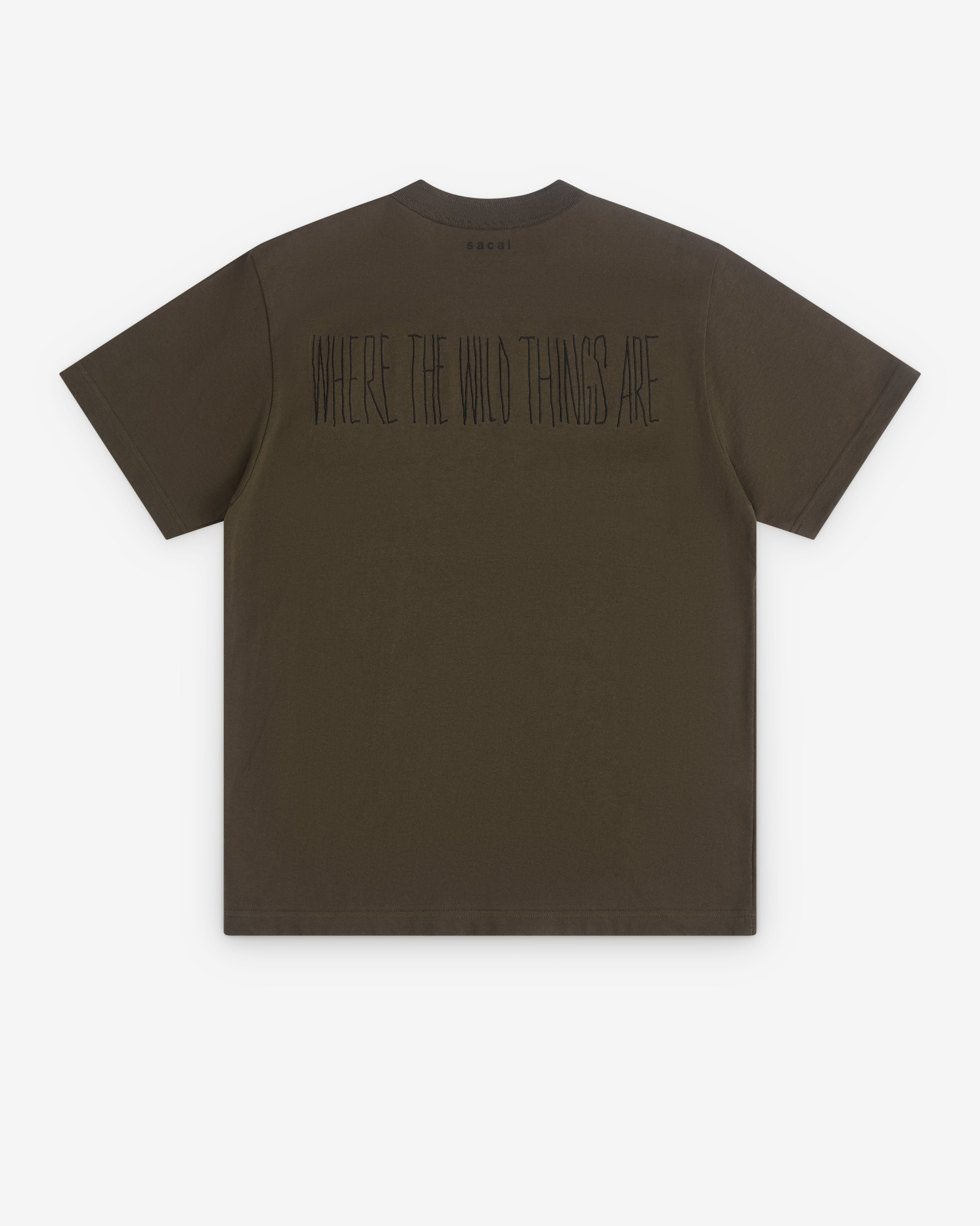 sacai: Men's Where The Wild Things Are T-Shirt (Dark Khaki) | DSML