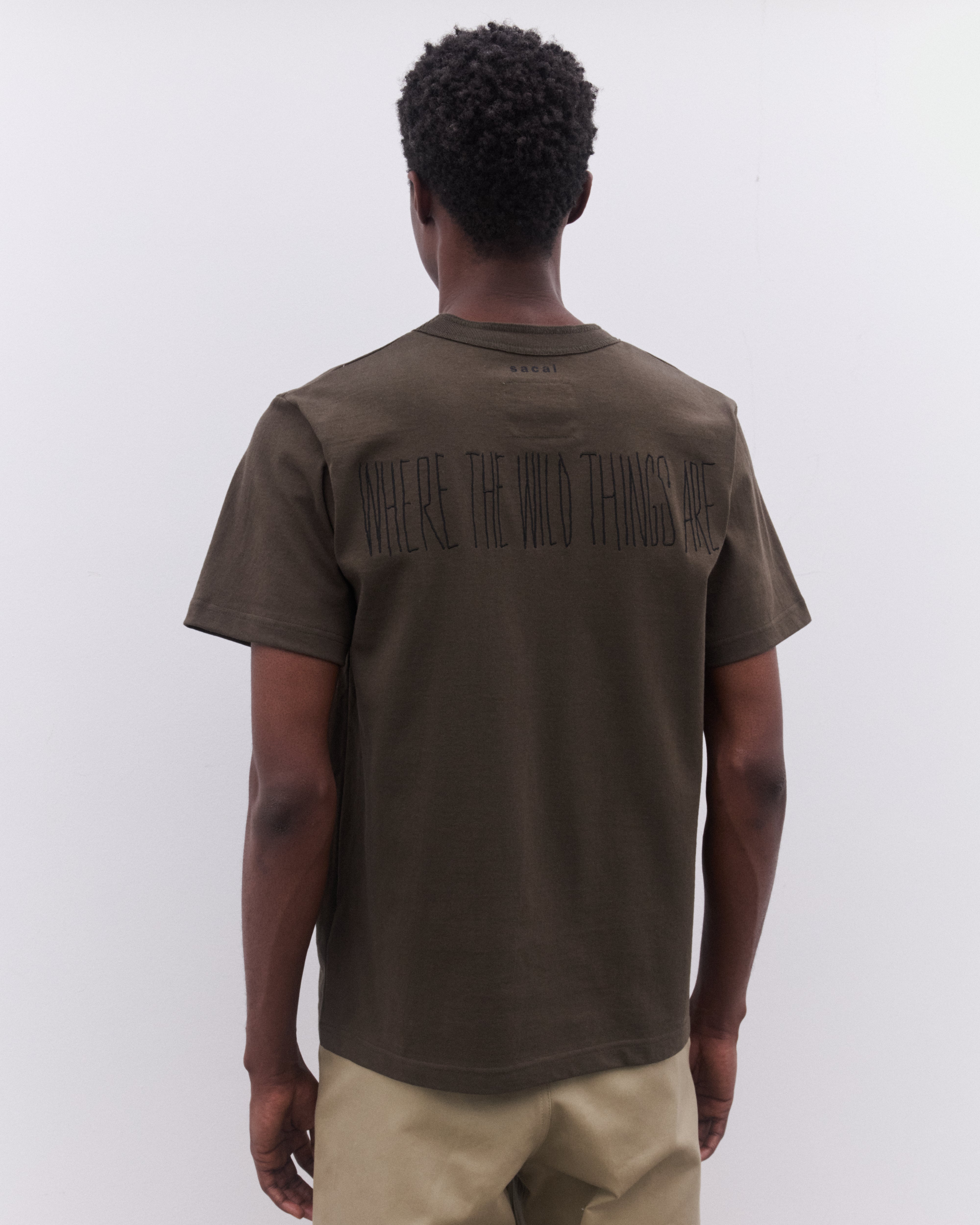 sacai: Men's Where The Wild Things Are T-Shirt (Dark Khaki) | DSML