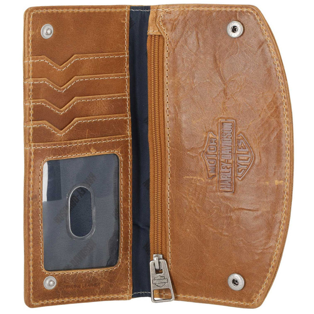 Harley-Davidson Men's Smooth Grain Snap Flap Pocket Long Biker
