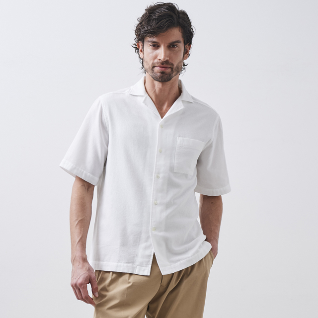 今治パイルオープンカラーシャツ 裏面パイル型