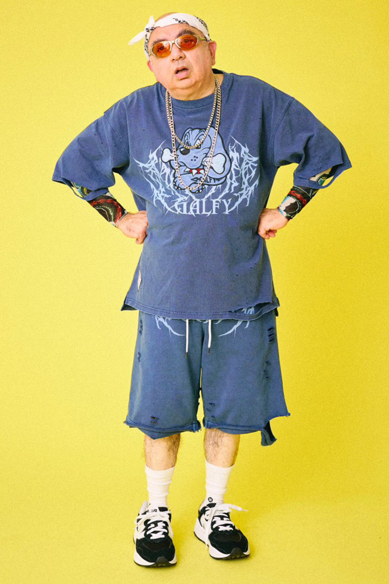 GALFY (ガルフィー)染め染めわんちゃんボロボロ Tee NAVY / ロック