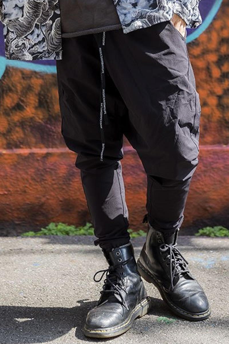 MUSIC SAVED MY LIFE (MSML) NYLON SARROUEL PANTS BLACK / ロック