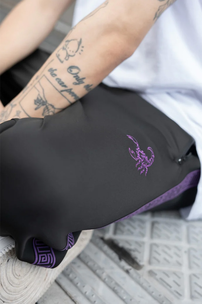 gibous(ギボス) logo jersey scorpion black purple pants / ロック