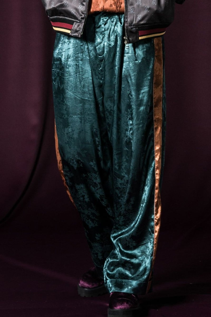 予約商品】glamb (グラム) Flower Jacquard Line Pants / フラワー