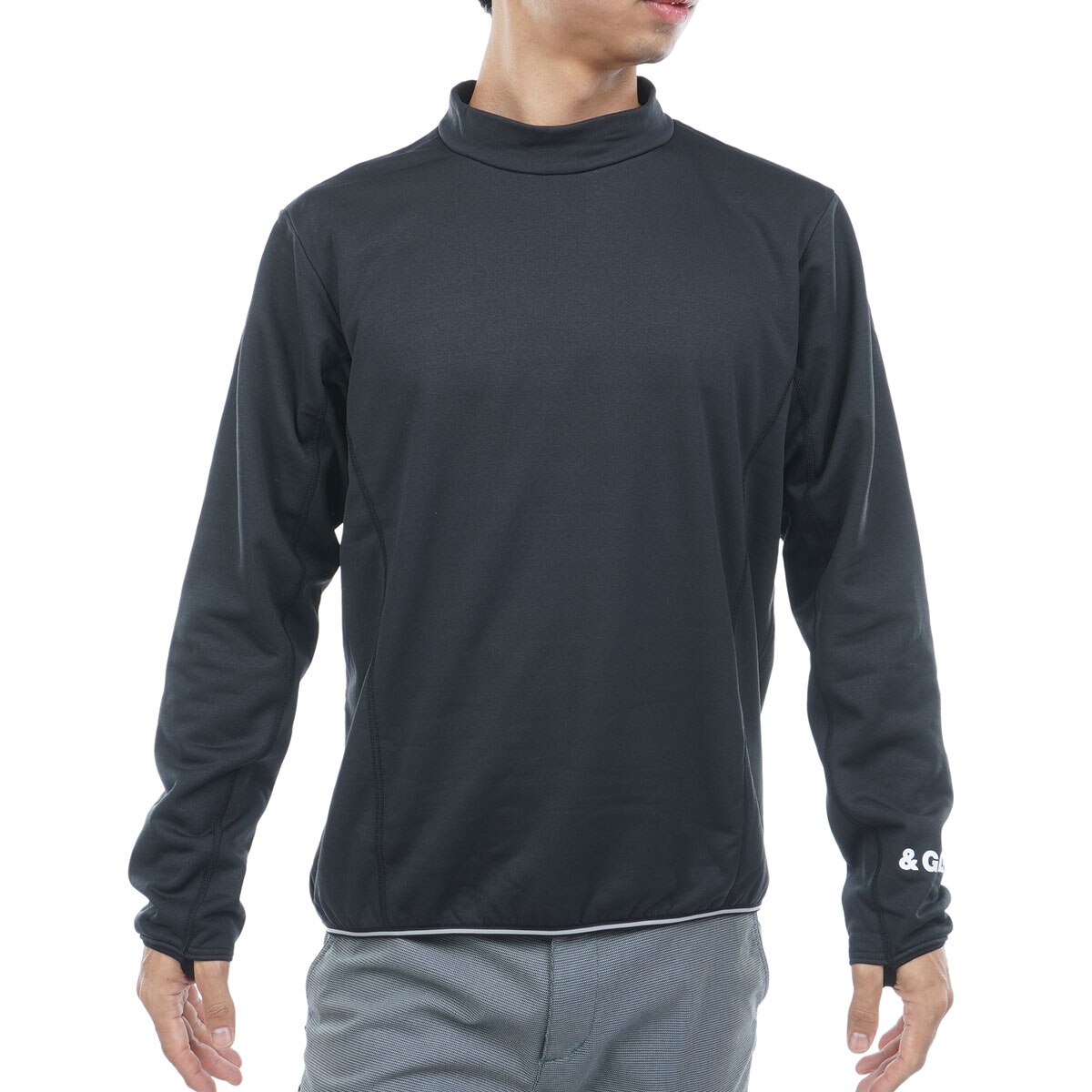 ストレッチ バックグリッドフリース 裏起毛 長袖モックネックシャツ