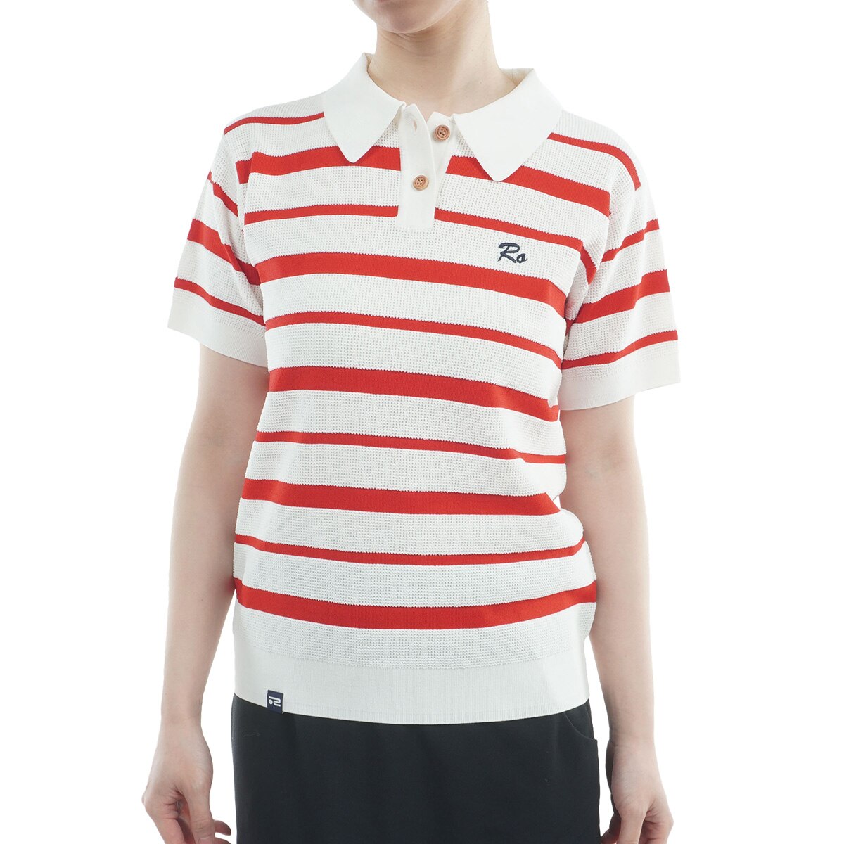 ボーダー半袖ニットポロシャツ レディス(半袖シャツ・ポロシャツ