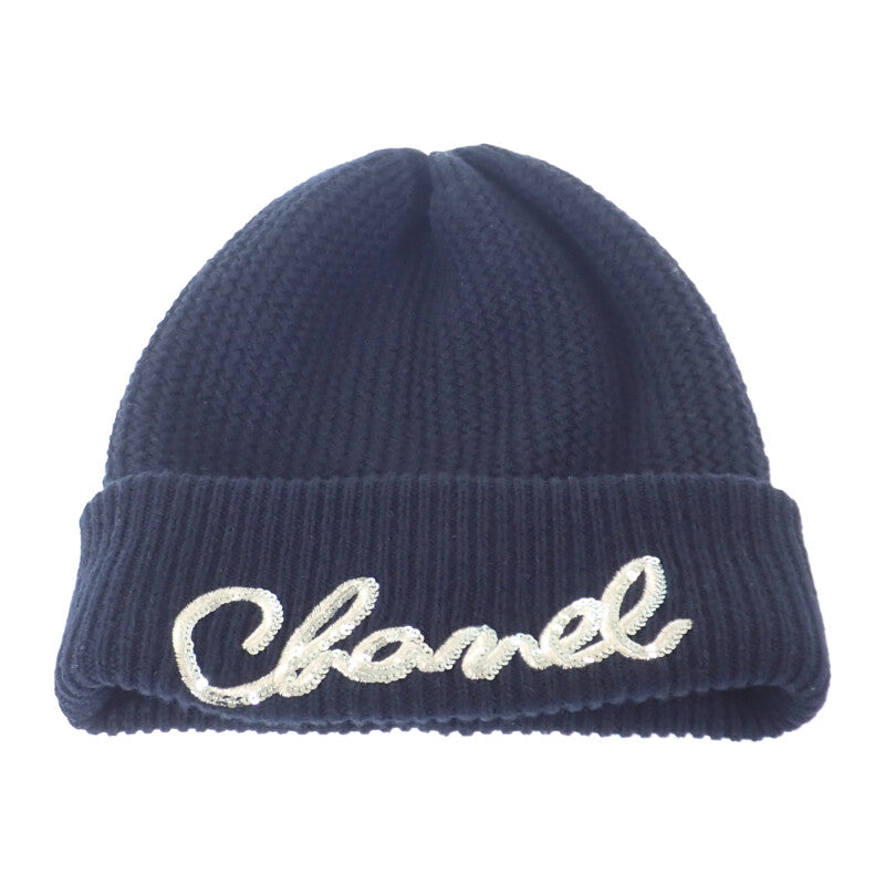 シャネル CHANEL ロゴ入り ニット帽 AA8313 ニットキャップ カシミヤ