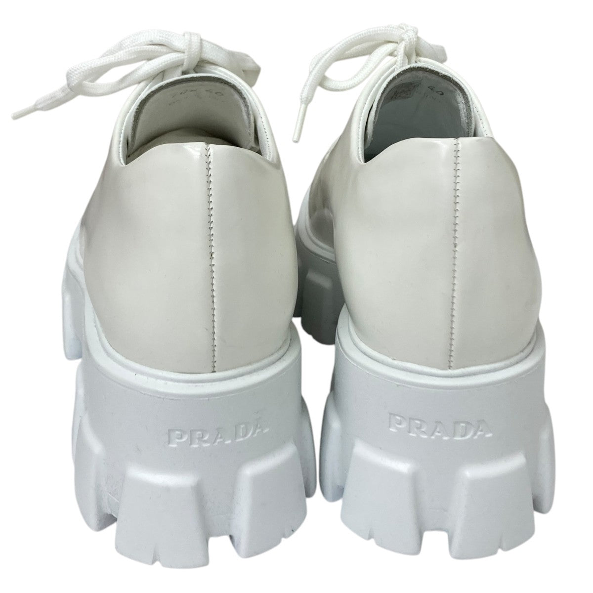 PRADA(プラダ) モノリスレースアップシューズ ホワイト サイズ 40