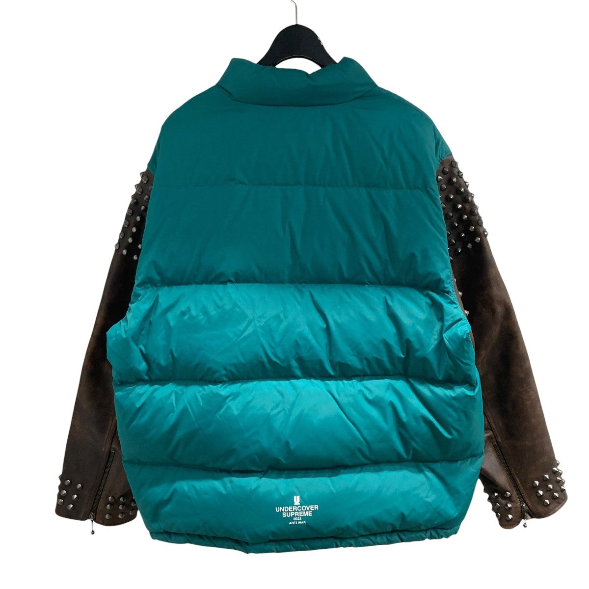 SUPREME×UNDERCOVER レザー切替スタッズダウンジャケット ブルー