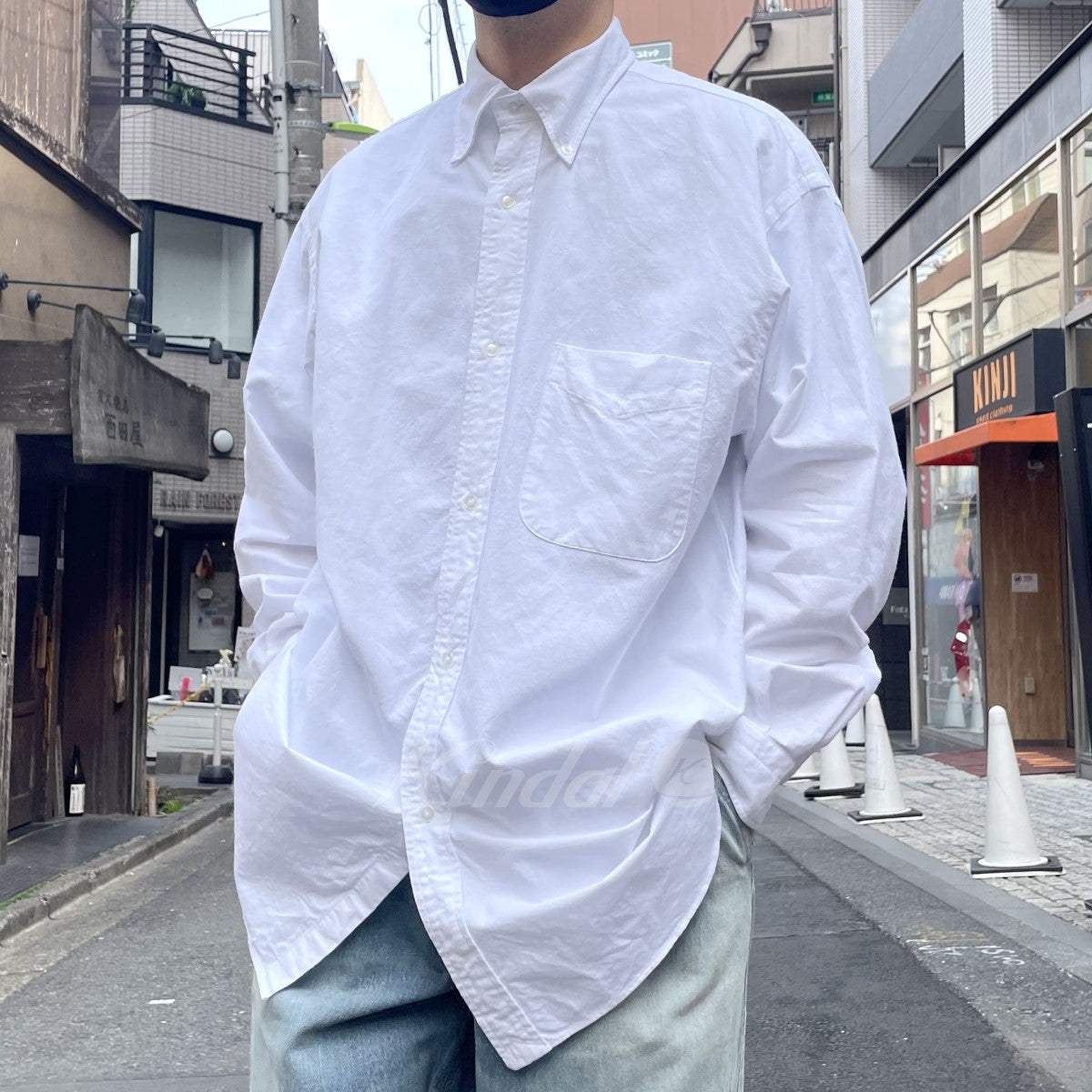 COMOLI(コモリ) 23SS オックスBDシャツX01-02009 着画：身長 173cm