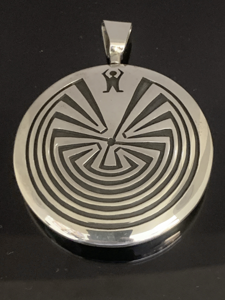 Hopi Man in the Maze and Sunface Reversible Pendant by Cheryl