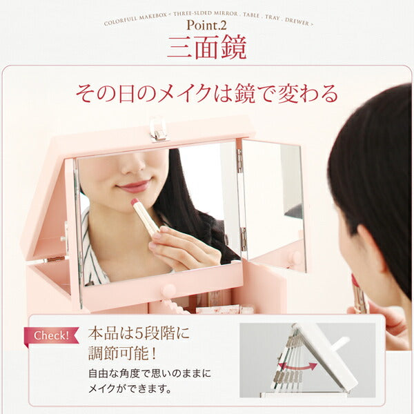 三面鏡付き カラフル木製メイクボックス – precocirico