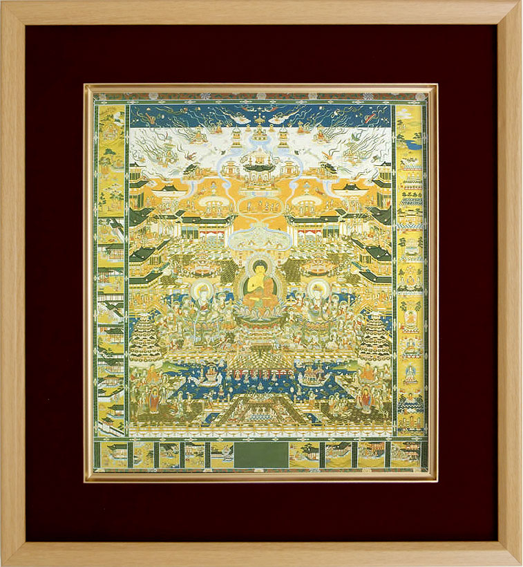 楽天市場】掛け軸 「極楽浄土図 （観経曼荼羅）」 模表装 30x61cm
